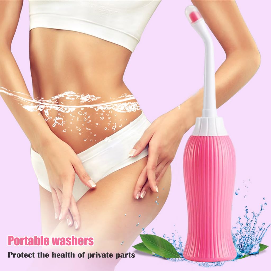 HANNEA 450ml Portable Retractable Travel Bidet for Toilet Handheld Postpartum Perineal Cleansing Childbirth Cleaner with Bag/2 Nozzles- for Outdoor,Camping,Personal Hygiene (Pink) HANNEA 450ml Portable Retractable Travel Bidet for Toilet Handheld Postpartum Perineal Cleansing Childbirth Cleaner with Bag/2 Nozzles- for Outdoor,Camping,Personal Hygiene (Pink)